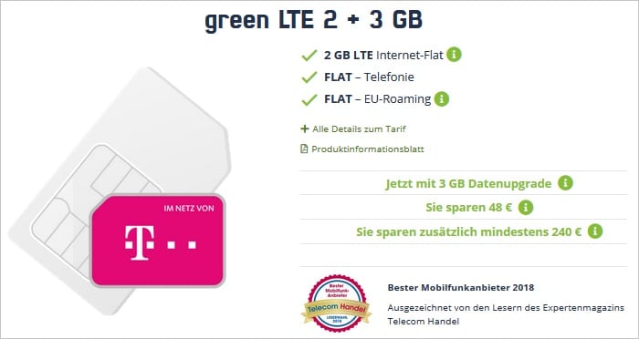 Green LTE Telekom Netz Bis 14 GB LTE Ab Effektiv 12 57 Mtl