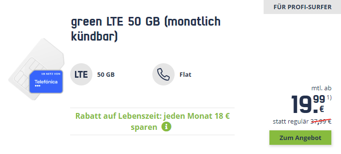 WOW freenet green Telefónica 50 GB nur 19 99 mtl