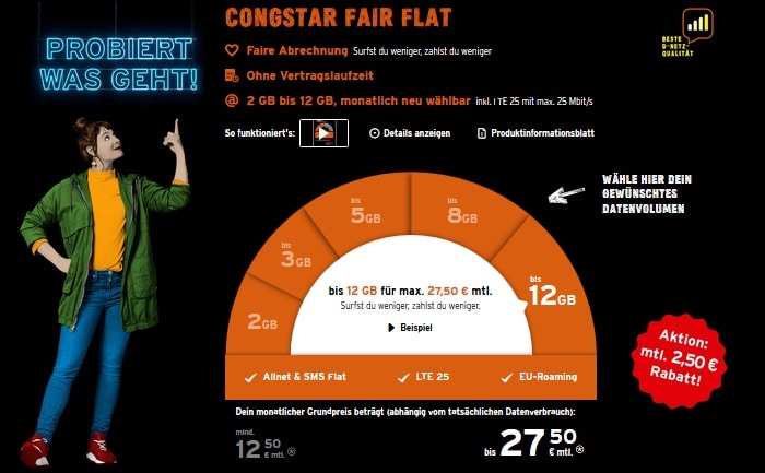 Congstar Fair Flat Tarif Zahl Nur Das Datenvolumen Was Du Verbrauchst