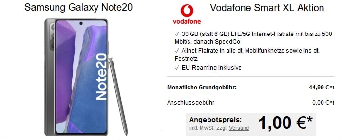 vodafone samsung note 20