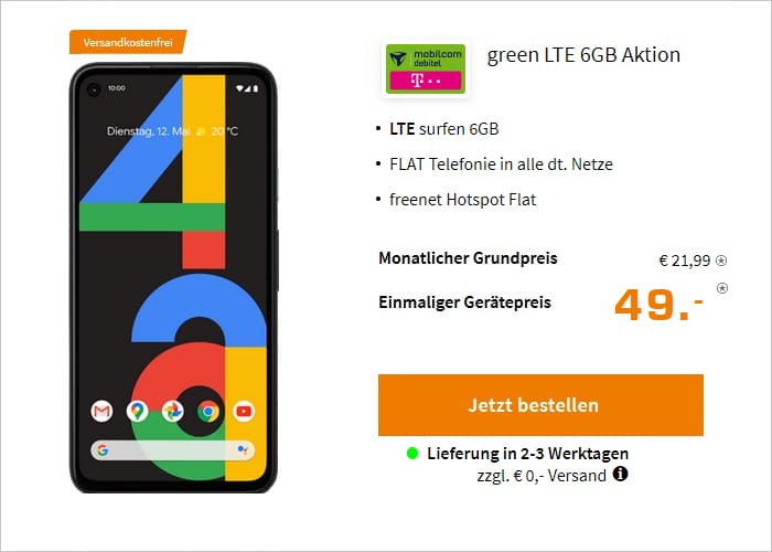 Pixel 4a 6 Gb Lte Im Telekom Netz Ab Eff 11 78 Mtl