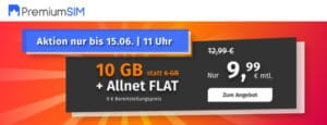 ⭐ PremiumSIM Allnet Flat Mit 10 GB LTE Für 9,99 € Mtl.