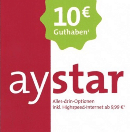 AY YILDIZ Prepaid-Karte 10 gratis mit aystar Guthaben €