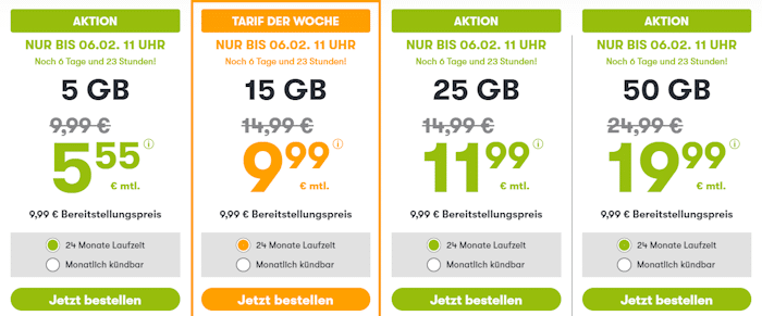 5,55 € für GB + winSIM Allnet-Flat ⭐ 5 nur