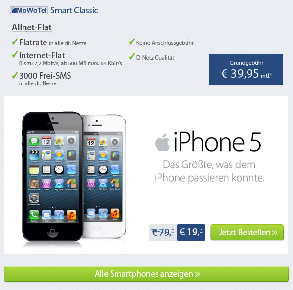 iPhone 5 mit Allnet-Flat im Vodafone-Netz für effektiv 15 ...