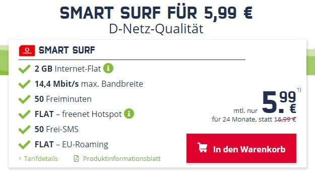 Vodafone Smart Surf (mobilcom-debitel) bei mobilcom-debitel