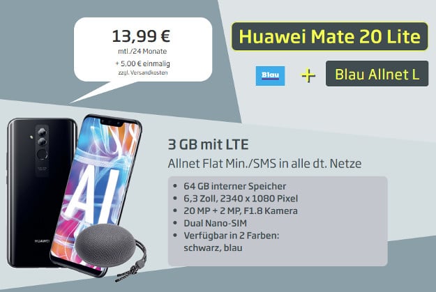 huawei mate 20 lite + blau allnet l + soundstone