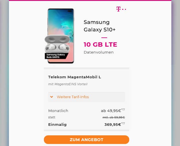 s10 plus + telekom magenta mobil l