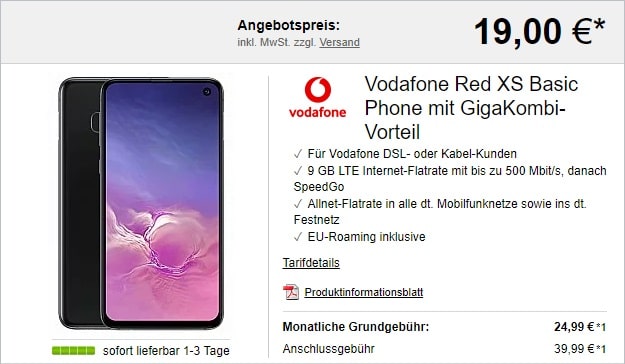 vodafone samsung s10e deals